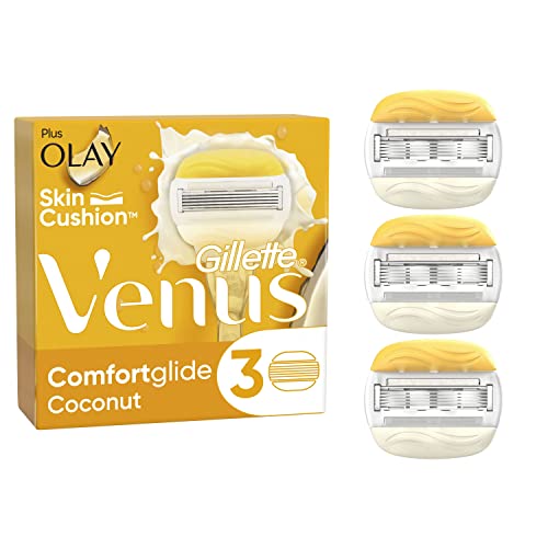Gillette Venus ComfortGlide Coconut Razor Blades Women, Venus Razors for Women Refill, Pack of 3 Razor Blade Refills with 2 Flexible Gel Bars, Ladies Razors Sensitive Skin