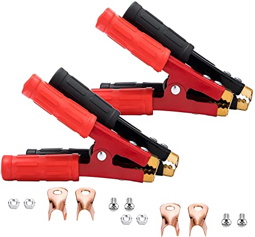 HuaLiSiJi Pinzas Cocodrilo Bateria Coche 1000 A 15.5cm Pinzas para Coche Pinzas Bateria Coche,Material de Cobre Puro con Fundas Aislantes,para Automóviles,Camiones,Barcos (4 Piezas) Cover