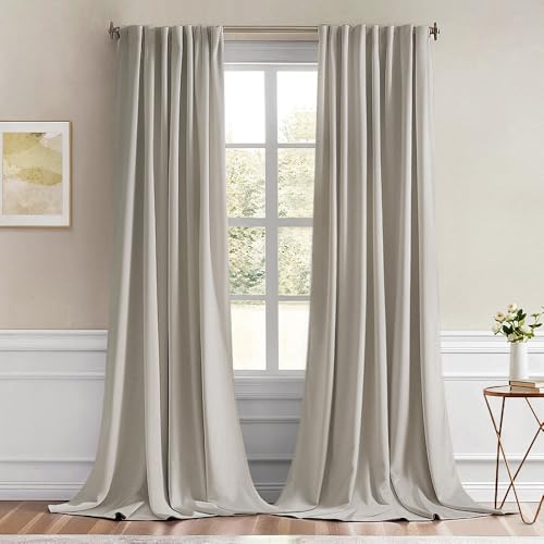 MIULEE Natural Back Tab Blackout Curtains 102 Inch Long 2