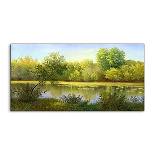 Tableau acrylique paysage lac forêt Coloray pour illuminer un mur sombre de chambre