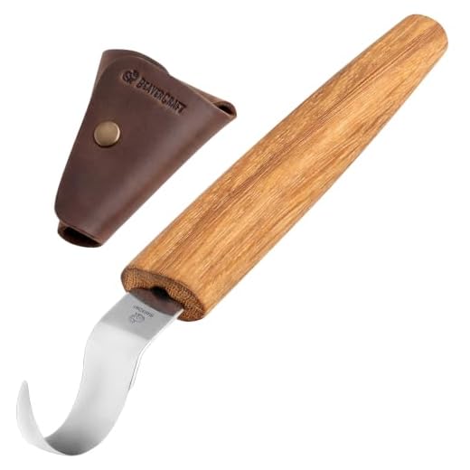 BeaverCraft Hook Knife Wood Spoon Carving Tools SK1S – Spoon Carving Knife High Carbon Steel - Whittling Knives with Leather Sheath – Curved Knives Right Handed – Gouge for Spoons & Bowls