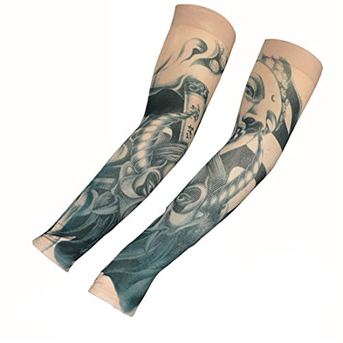 KEHUASHINA Manche Imitation Tatouages unisexe, Protection Solaire, Mitaine, Couverture UV, motif : Masque Japonais Cover