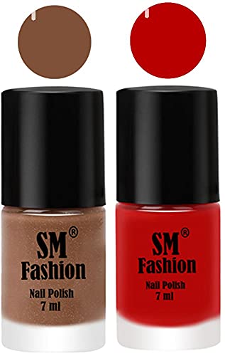 Image of Long Lasting Nail Polish | Nail Paint Combo 7 ml Each) - Set of 2 Tan-Red