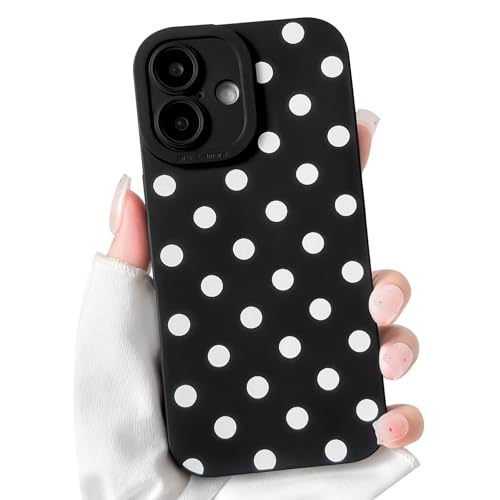 NITITOP Compatible for iPhone 17 Case Stylish Cute Polka Dots Pattern Design for Girls Women Men Soft TPU Shockproof Full Camera Protective Phone Cover - Black by NITITOP - Used condition - CA$6.44