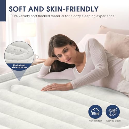 Air Mattress Full with Built in Pump,18''Raised Blow Up Mattress 2 Mins Self-Inflation/Deflation,Upgraded Thicker Inflatable Mattress,Air Bed with Storage Bag for Guests,Home,Camping,660 lbs Max