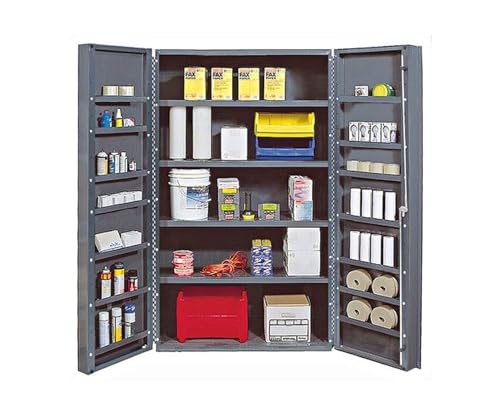 Quantum Storage Systems QSC-4IS-14DS Gray Jumbo Welded Storage and Security Cabinet, 48" Wide with 4 Adjustable Interior Shelves and 14 Door Shelves