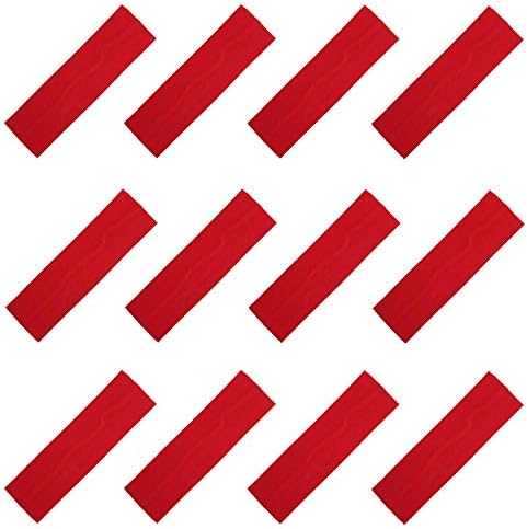 Kenz Laurenz Soft and Stretchy Elastic Cotton Headbands, (Pack of 12) - Red