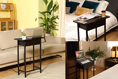 YAKANJ-Adjustable-Mobile-Laptop-Table-with-Wheels-Tilting-Top-Mobile-Laptop-Standing-Desk-for-Couch-End-Table-with-Charging-Station-for-Small-Spaces-Living-Room-Black