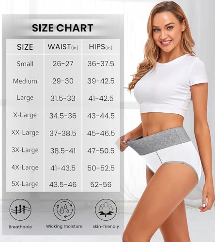 Image of CULAYII High Waisted Underwear for Women Cotton No Muffin Top Full Coverage Briefs Soft Stretch Ladies Panties 5 Pack