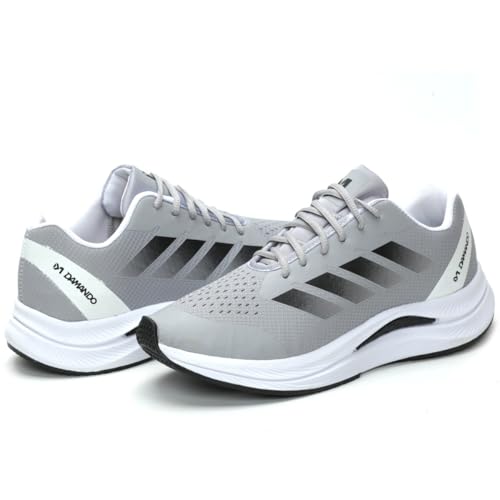 Tênis Masculino para Corrida Academia e Caminhada Leve Macio e Esportivo (CINZA, BR, Adulto, Numéric