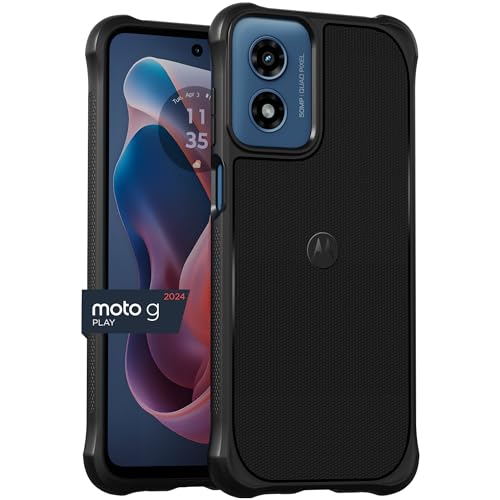 Image of Motorola Moto G Play (2024) Rugged Protective Case- Black | Precision fit, Military Grade Shock Absorbing Cover for Enhanced Phone Grip, Drop Protection