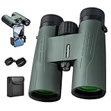 12x42 HD Binoculars for Adults High Powered Binoculars with Upgraded Phone Adapter Waterproof Compact Binocular with Low Light Night Vision for Bird Watching Hunting Outdoor Sports Concerts Green