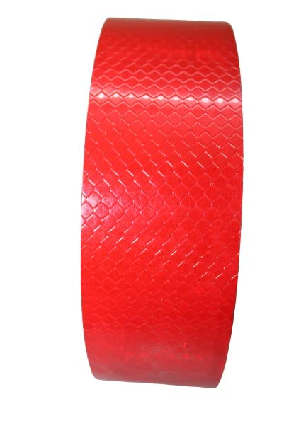 Image of Reflective Radium Warning Waterproof Tape For road safety purpose Night Safety Sticker High Intensity, 2 Inch x 50 Meter (Red)