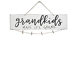 VORCOOL Creative Mini Wooden Hanging Grandkids Make Life Grand Wall Board DIY Listing Note Clips Crafts (White)