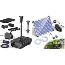 NFESOLAR All-in-one Pond Filter Fountain Kit for Outdoor Ponds Up to 3000 Gallon, 15W Solar Pond Aerator for Fsih Pond with Built-in 4400mAh Battery Backup