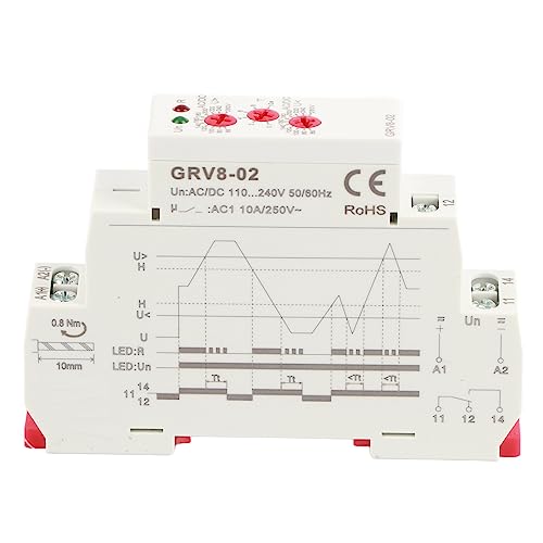 Relé de control de voltaje monofásico GRV8-02 para protección contra sobrevoltaje en carril DIN