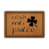 Welcome Mats for Front Door Outdoor Céad Míle Fáilte Entry Doormat Non Slip Rubber Mat for Home Indo