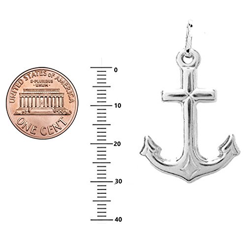 Ritastephens Sterling Silver Large Mariner Shiny Cross Anchor Charm Pendant Necklace 20 or 24 Inches3