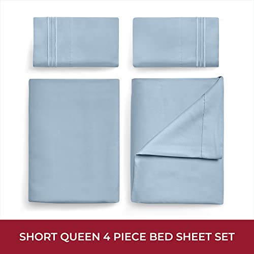 Image of Mellanni RV Short Queen Sheets - 4 PC Iconic Collection Bedding | Hotel Luxury, Extra Soft, Cooling Bed Sheets - Deep Pocket up to 10 inch (RV /Short Queen, Blue Hydrangea)