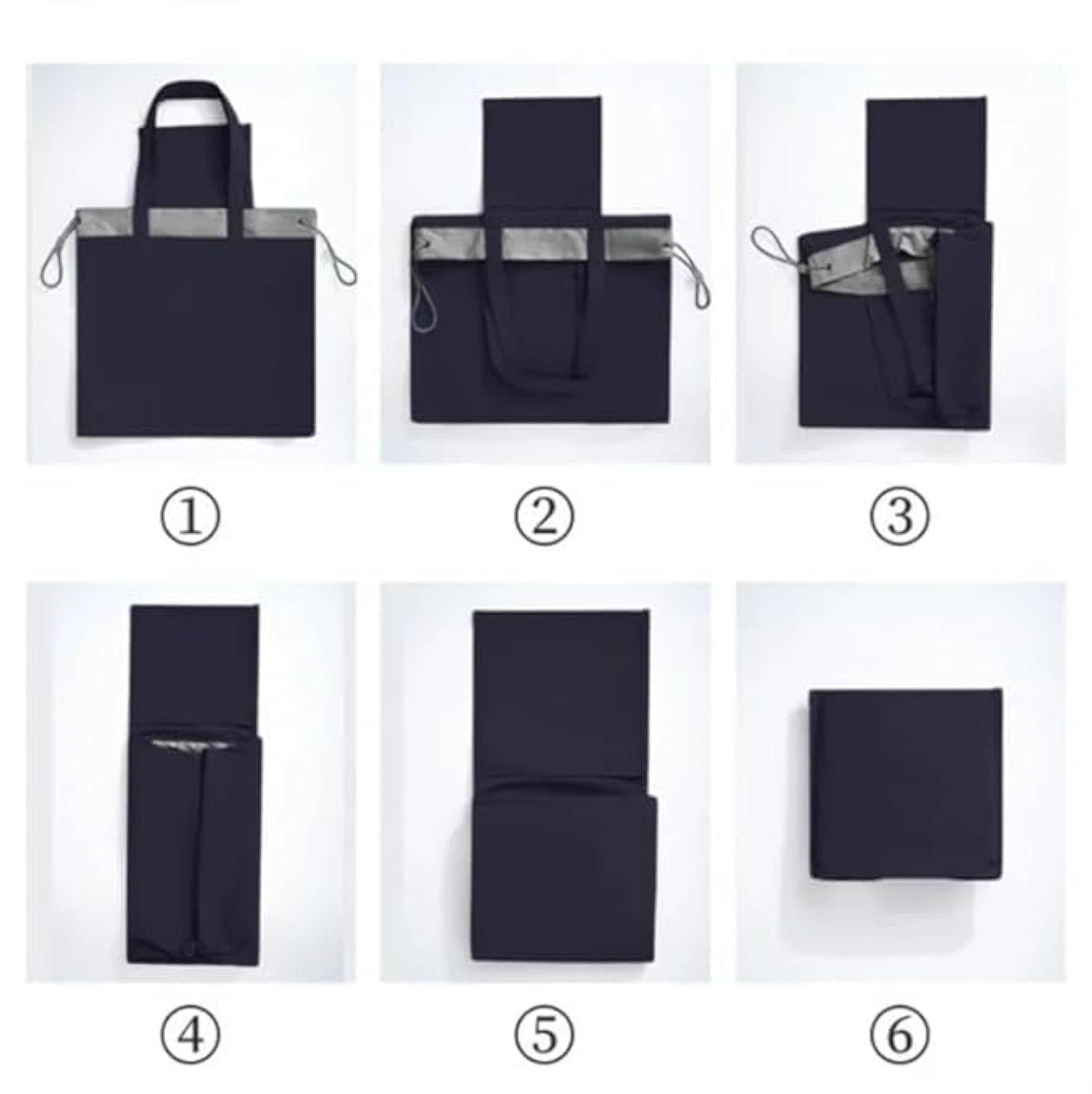 Women's Navy Blue Nylon Drawstring Tote Bag, Lightweight