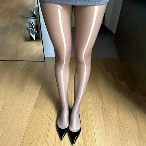Medias de Seda ultrafinas, Reflectantes y Brillantes de Cintura Alta - Calcetines de Aceite de Caballo - Leggings Lisos y Brillantes para Mujer