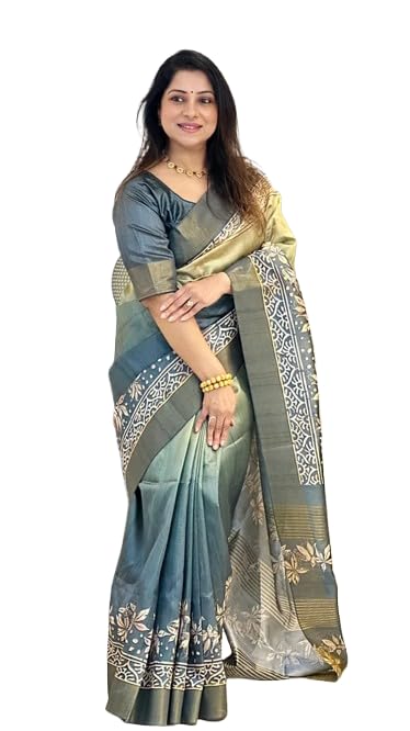 FASHION Soft Zari Tussar Silk sarees with Beutiful Print With Attractive Zari Line Saree And Print Blouse-picture-19