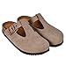 Unisex Cork Footbed Clogs, PU Leather Upper, Adjustable Buckle, Black, Arch Support, Flat Heel, Women's Sandals Comfortable Footwear with Arch Support, Fashion, Chic, and Trendy, Autumn, Four Seasons, Closed Toe, Round Toe (STONE, Adult, Women, 8.5, Numeric, US Footwear Size System, Medium)