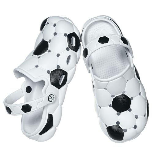 KUKTO Mens Womens Soccer Basketball Sports Clogs Slip On Football Ball Garden Shoes Lightweight Breathable Non-Slip Summer Beach Sandals
