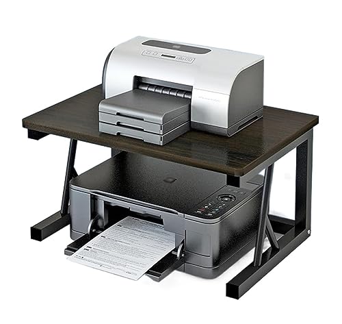 AZHKJKZH Mesa Impresora Soporte De Madera para Impresora, Estante Almacenamiento para Copiadora Doméstica, Acabado Escritorio Oficina, Mesa Metal Mueble Organizador(Dark Walnut,48 * 30 * 27cm)