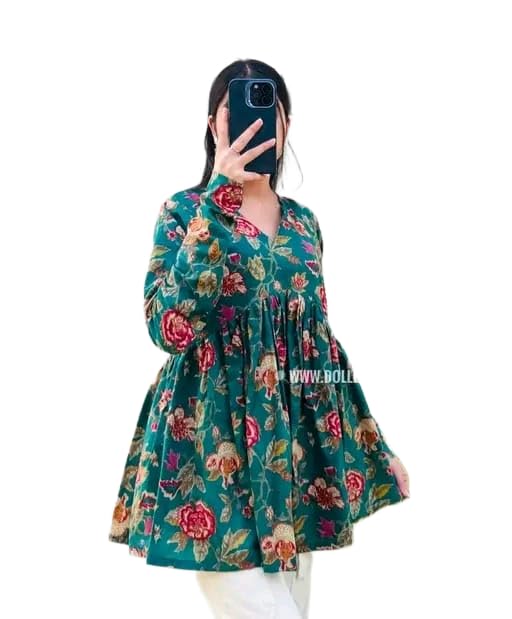 Anav_Fashion Women Floral Print Top Dress, Rayon, V-Neck, Long Sleeve Anav_Fashion_Top-picture-28