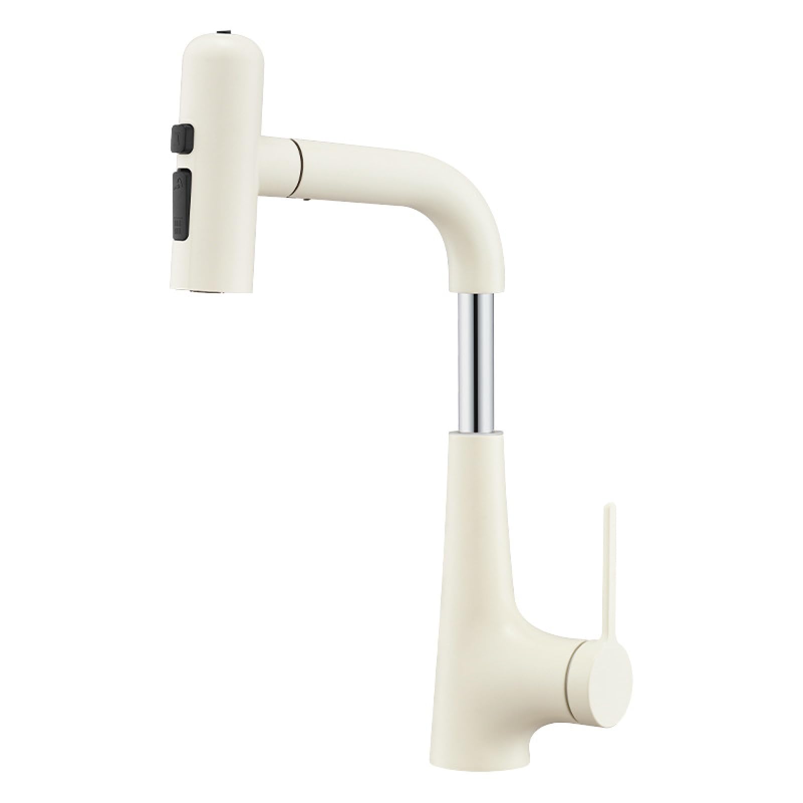 Fanjubei Milky White All-Copper Pull-Out Rotating Hot And Cold Water Faucet, Creamy White
