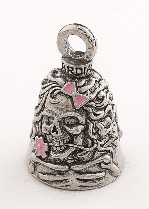 Guardian Bell Lady Skull Pink Enamel with Custom Gift Box Harley Biker Bell Ride to Live