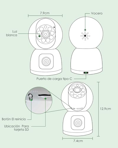 Miniatura 9 de Yesyamo Cámara Vigilancia Wifi Interior 2k 4mp, Cámara Vigilancia Domicilio Wifi Con 2.4g 5g Wifi 360 Cámara De Seguridad Para Bebé, Perro, Visión Nocturna, Seguimiento Automatico, Detección Ai