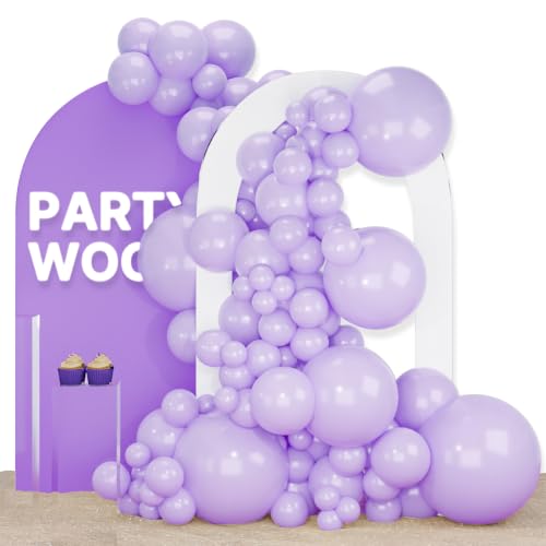 Image of PartyWoo Lavender Balloons 120pcs Light Pastel Purple Lilac Different Sizes