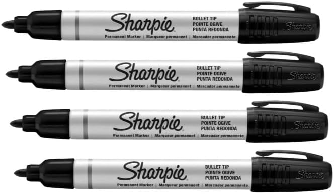 Pro Industrial Strength Permanent Markers | Bullet Tip | Black Ink | 4 Count