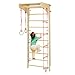 OOOK Swedish Ladder, 4 in 1 Wooden IndoorJungle Gym for Kids, Montessori Climber Playset with Pull-Up Bar, Gymnastic Rings, Wall Ladder, RopeLadder