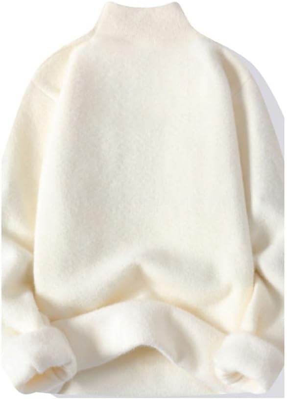 JSEIAJB Half-Turtleneck Sweater Male Autumn and Winter Thick Middle Collar Sweater Warm Coat Bottom Sweater