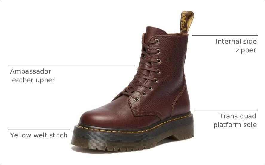 Dr. Martens Jadon 8-Eye Leather Platform Boot for Men and Women White Polished Smooth 7 US Women6 US Men product thumbnail 5