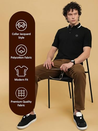 Image of Lux Nitro Men's Polo T-Shirt with Jacquard Collar | Half Sleeve Collar T-Shirt for Men | Casual & Office Wear