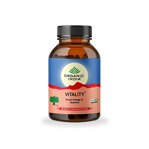 ORGANIC INDIA Vitality Ayurvedic Capsule || Boost Stamina and Vitality || Strength, Stamina and Power || Anti-Stress Anti-ageing Antioxidant – 180 N Veg Capsules ORGANIC INDIA Vitality Ayurvedic Capsule || Boost Stamina and Vitality || Strength, Stamina and Power || Anti-Stress Anti-ageing Antioxidant – 180 N Veg Capsules