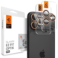 Spigen Glas.tR EZ Fit Optik Pro Protection Camera pour iPhone 17 Pro, iPhone 17 Pro Max, 2 Pièces, Orange cosmique, Protection Individuelle, Kit d'installation inclus