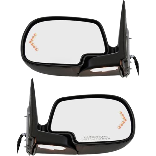 Kool Vue Driver & Passenger Side Power Heated Mirrors for Chevrolet Silverado 1500 Tahoe 2003-2006 Power Fold With Signal Light; Without Blind Spot Monitor & Auto-Dimming Paintable Extended Cab