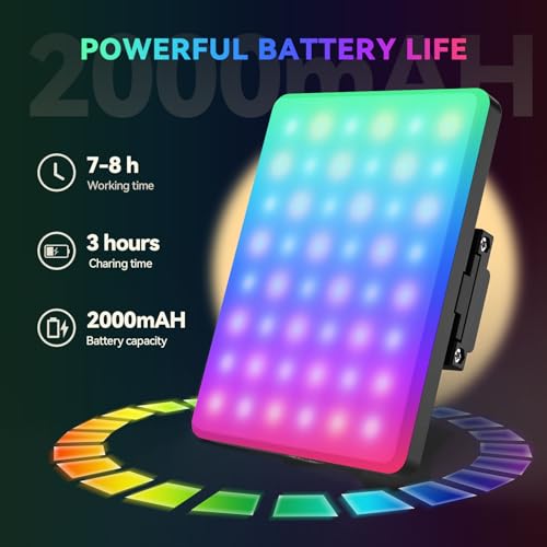 IMAXTOP Selfie Light, RGB Video Light with 78 LEDs, Portable Camera Light Panel 0-360 Full Color, 2500-9000K CRI 95+ LED DSLR Lighting for Selfie/Makeup/Vlogging/Photography/Video Conference