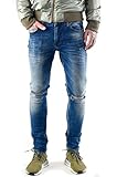 eng geschnitten VSCT Clubwear Jeans Maurice Slim Fit Skinny Kneecut Midblue Size 36/34