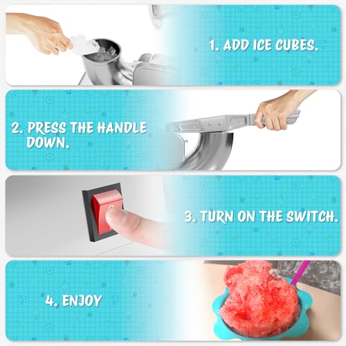 Image of VALONDINO Snow Cone Machine Shaved Ice, 500LB /H Commercial Ice Crusher Shaved Ice Machine Fluffy, 300W Industrial Commercial Big Ice Shaving Machine for Snow Cones for Home Party
