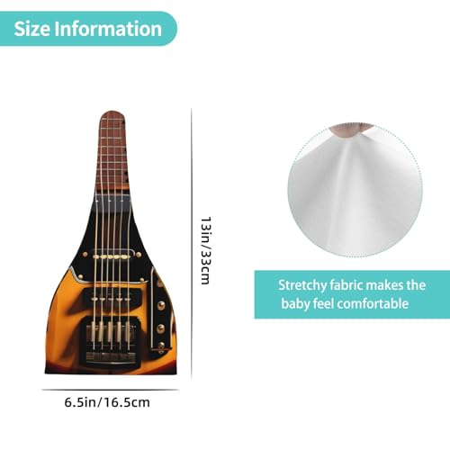 Newborn Baby Hat, Instrumental Guitar Print Soft Top Knot Beanie Cap, Cute Baby Headwear for 0-6 Months Black4