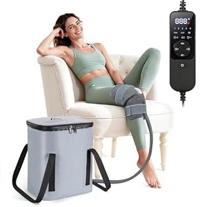 Cold Therapy Machine, Portable Ice Machine for Knee After Surgery, Programmable Knee Replacement Recovery System, Ice Therapy Machine with Quiet Pump, Reduce Swelling, Gray