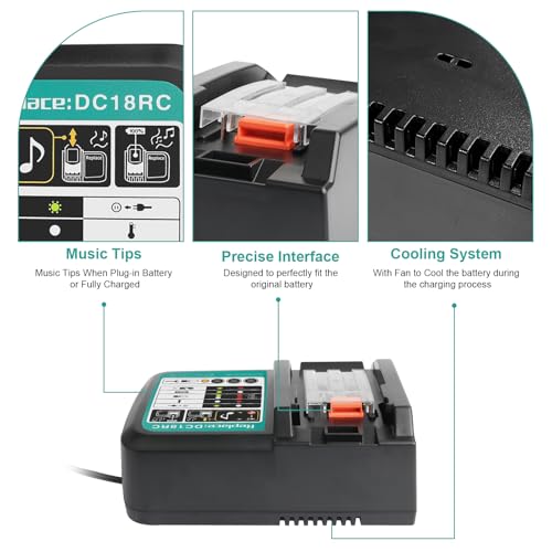 QUPERR DC18RC Ersatz-Ladegerät für Makita DC18RA DC18RD DC18SD DC18SF – Kompatibel mit Makita 14,4V–18V Lithium-Ionen-Akkus BL1830 BL1840 BL1850 BL1430 BL1815N usw.