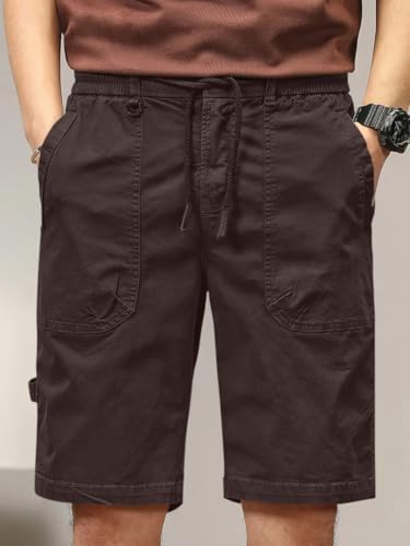 Image of Leriya Fashion Men Cotton Cargo Shorts | Lightweight Shorts Pant for Men | Elastic Waist with Drawstring | Casual Summer Cargo Short's for Man with Pockets