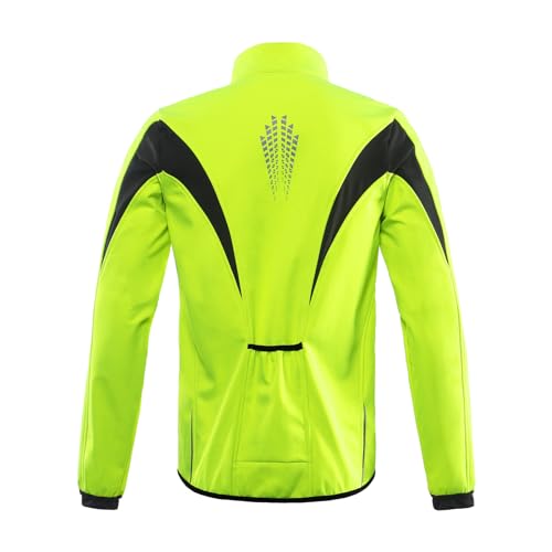 ARSUXEO de ciclismo Chaqueta de bicicleta transpirable térmica de invierno para hombre 15K Verde L